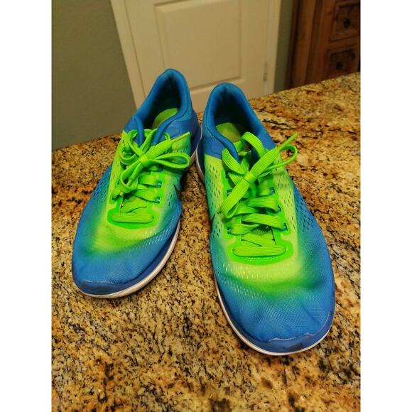 Nike Men’s 10 US Flex Run 2016 Green & Blue Neon Running Shoes Lace Up 44 EU - Picture 5 of 12